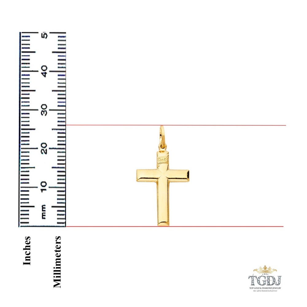14K Yellow Gold Simple Cross Religious Pendant - Picture 3 of 3